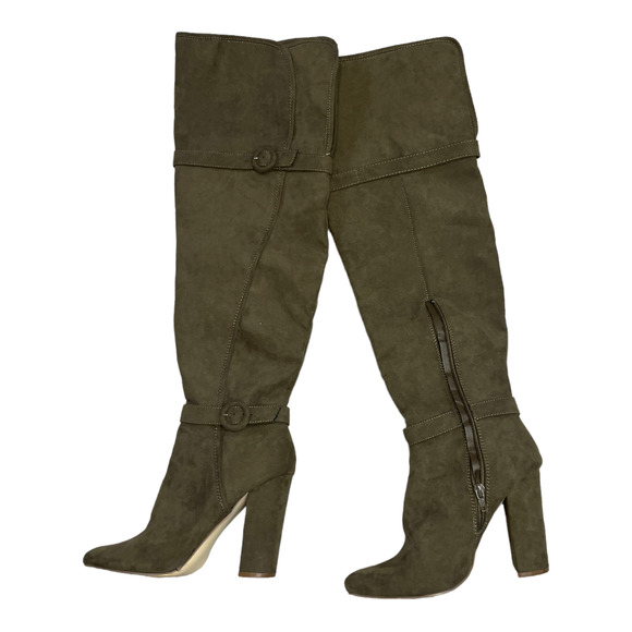JustFab Shoes - Just Fab Alera Thigh High Boot Green Size 7